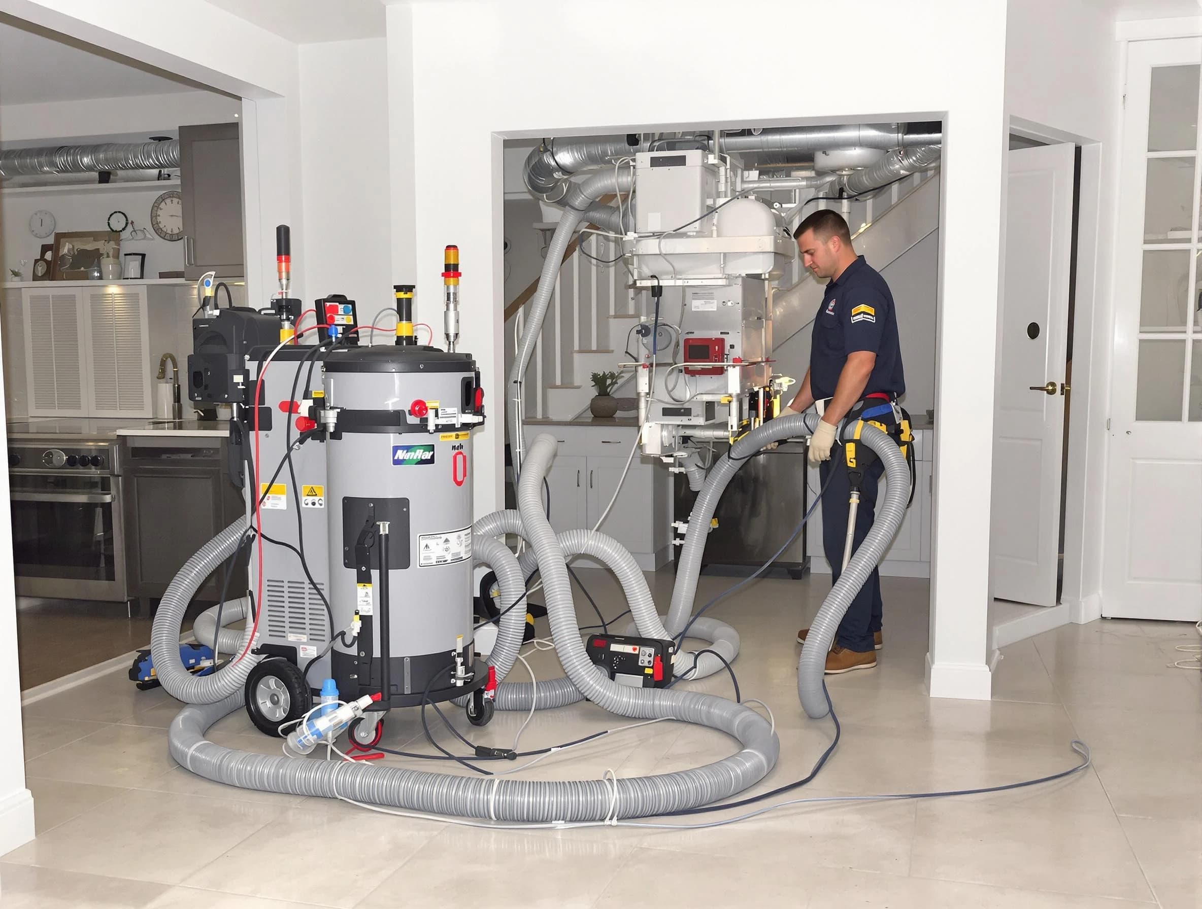 Homewood Air Duct Cleaning technician operating negative pressure cleaning equipment for thorough duct maintenance in Homewood