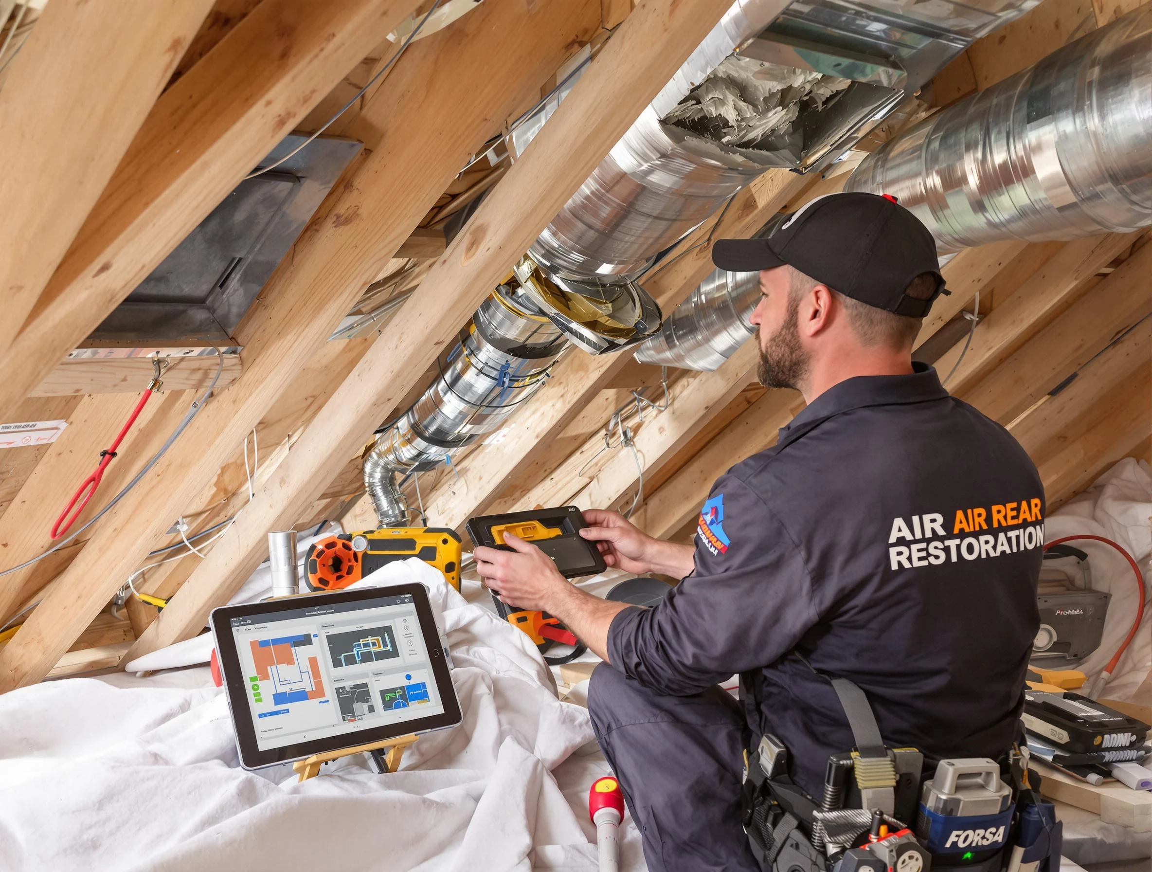 Homewood Air Duct Cleaning technician performing precise duct repair work in Homewood